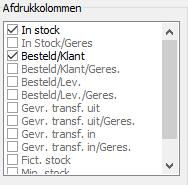 Afdrukkolommen De afdrukkolommen verschijnen naargelang de indicaties die ingegeven werden bij de rasterkolommen