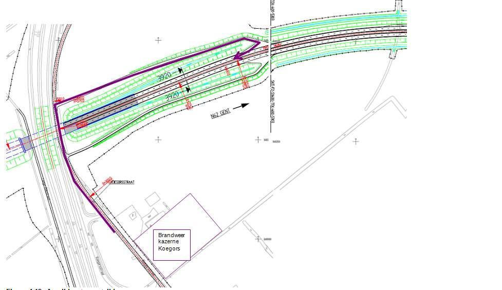 Overzichtskaart aanrijdroute Sluiskiltunnel Oostzijde