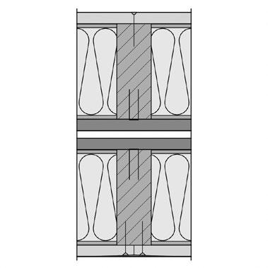 Houten regel 45 x 120 bevestigd aan de ruwbouw met pluggen h.o.h. 500 mm 3. Houten stijlen 45 x 120 mm h.o.h. 600 mm 4.