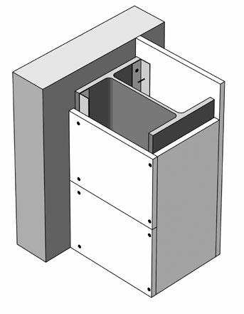 De platen worden rechtstreeks aan elkaar bevestigd met behulp van Glasroc F-schroeven h.o.h. 150 mm. De schroeflengte is afhankelijk van de toegepaste plaatdikte.