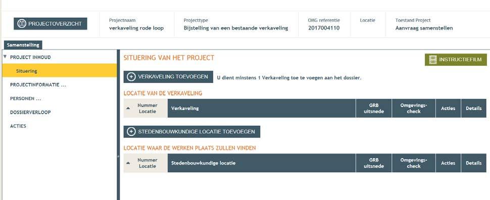 Vrije tekst, is niet verplicht. SCHERM 2: SITUERING 1 2 1.