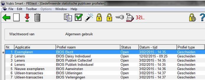 5) De biblitheek kpieert de 7 statistische publiceerprfielen en de 7 greperingstabellen naar het eigen (statistisch) paswrd.