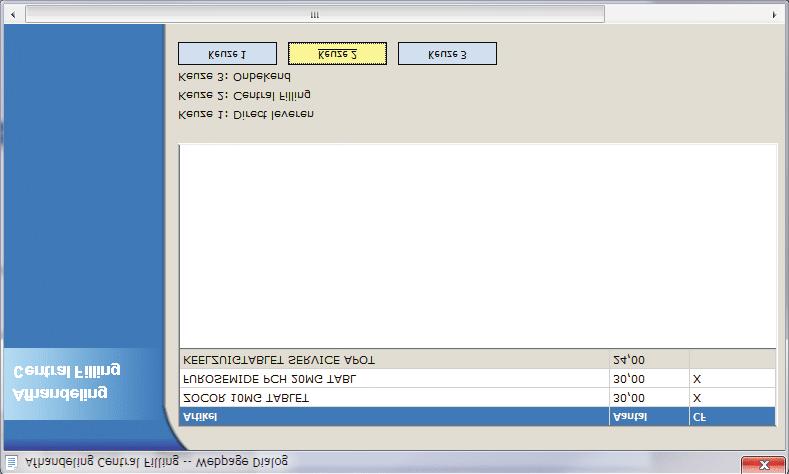 Receptverwerking Recept opslaan 3.2.2 Parameter heeft de waarde M Als de parameter Central Filling Gebruiken de waarde M heeft, dan heeft u gekozen voor de mixed-mode van de central filling functie.