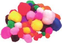 POMPONS HELDERE KLEUREN Assortiment kleuren en formaten, zak van 100 st.