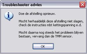 7) Klik op het kruisje (zie fb. 17, ) en er opent een diloogbox met Troubleshooter dvies om de storing op te heffen (zie fb. 18)