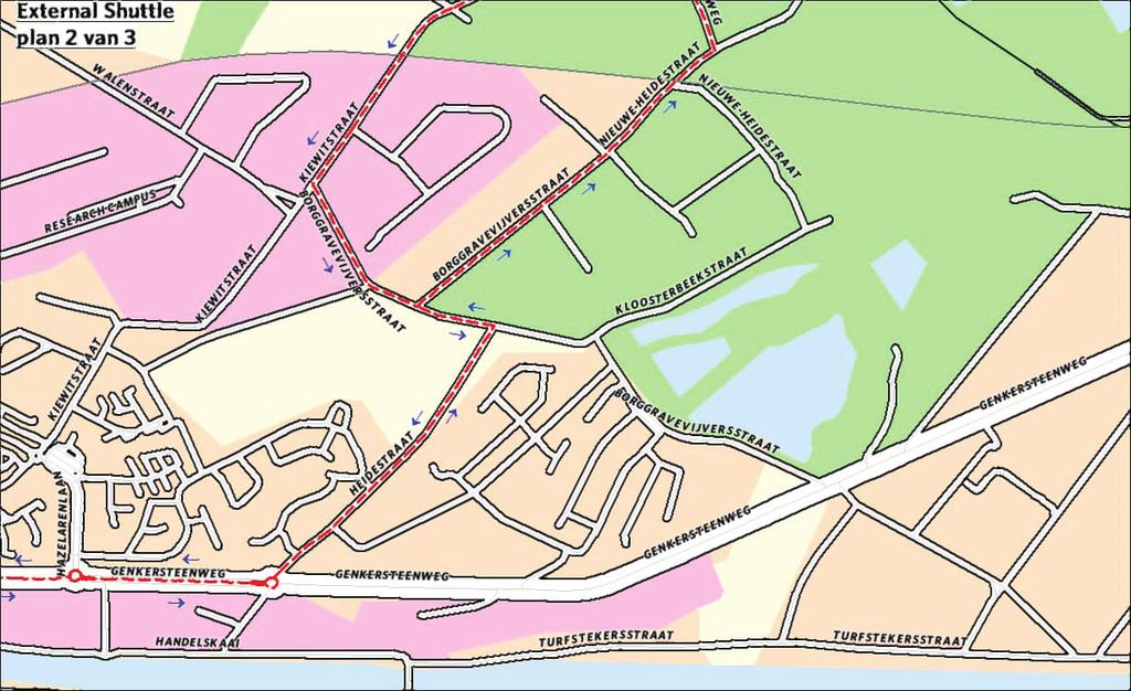 Campingbezoekers krijgen ook een persoonlijke adviesroute. Er is een Kiss & Ride zone in de Bampslaan aan het station van Hasselt.