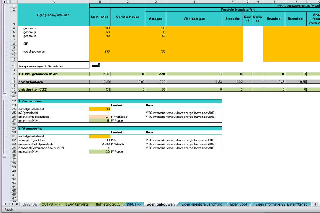 De verbruiken (en gerelateerde emissies) van deze sector worden in de SEAP template automatisch opgeteld onder de sector Tertiaire (niet-gemeentelijke) gebouwen en installaties/voorzieningen.