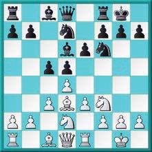 systeem! Indien Wit direct 8.e4 speelt volgt 8...cxd4 9.cxd4 dxe4 10.Pxe4 Pxe4 11.Lxe4 Db6 met, practisch gesproken, gelijk spel. Na de tekstzet dreigt Wit de e-pion naar e5 door te stoten. exd4 17.