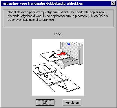 Tweezijdig afdrukken (handmatige duplex) De PCL-printer drivers voor Windows 95/98/Me, Windows NT 4.0, Windows 2000/XP, Mac OS 8.6 t/m 9.2 en Mac OS X 10.