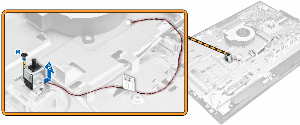 Plaats de intrusieschakelaar in de sleuf in de computer. 2. Draai de schroeven vast waarmee de intrusieschakelaar aan het chassis wordt bevestigd. 3.