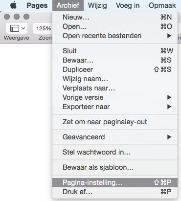 Document formaat en marges aanpassen Standaard wordt in Pages een nieuw leeg document aangemaakt in A4 formaat.