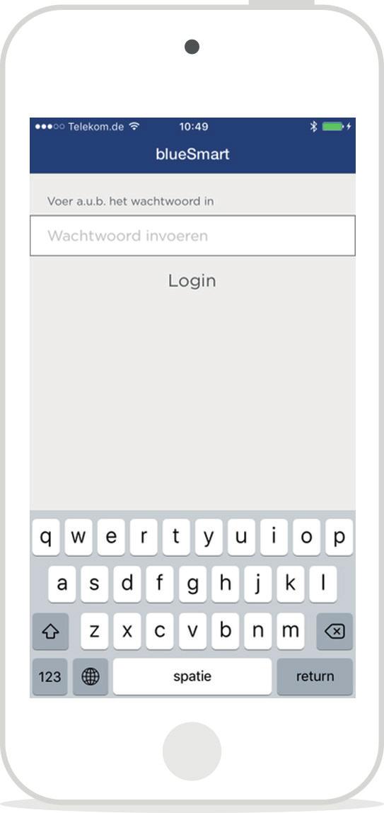 bluesmart app 5 5.3 Wachtwoord invoeren Mocht in uw iphone de Touch-Id geconfigureerd zijn, dan wordt deze standaard gebruikt voor de aanmelding.