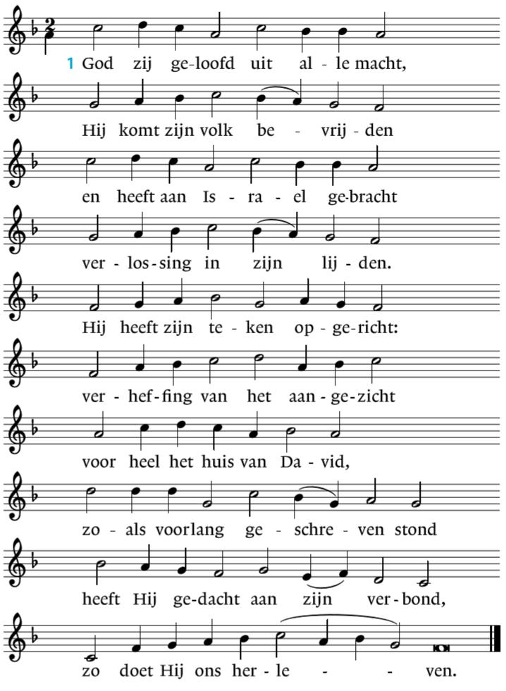 Canticum: Lofzang van Zacharias, Lied 158a: 1 en 3 3. Gij zijt de stem der profetie / sprekend van mededogen, want eens zal ieders oog Hem zien: /de opgang uit den hoge.