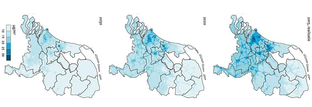 2.2 Trends en verwachtingen voor stikstofdioxide, fijn stof en roet Het RIVM levert jaarlijks kaarten met grootschalige concentraties voor Nederland (GCN-kaarten) van de luchtverontreinigende stoffen