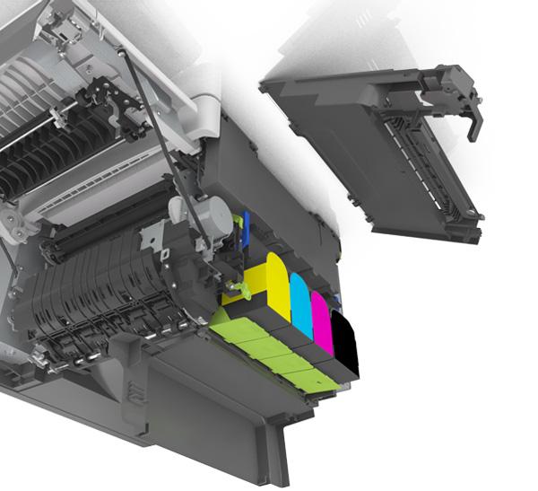 Printer onderhouden 133 4 Voorklep 1 Haal de nieuwe toneroverloopfles uit de