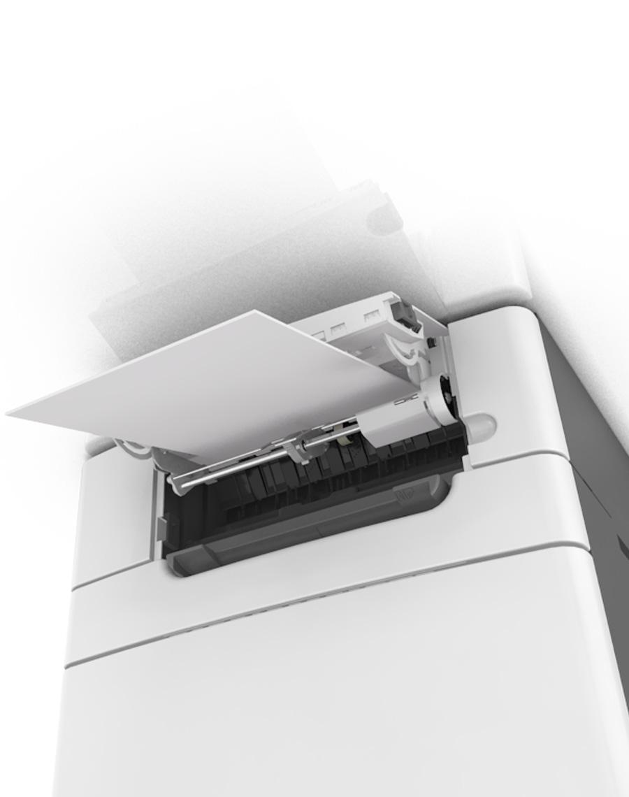 Papierstoringen verhelpen 162 Papier vastgelopen in de multifunctionele invoer 1 Verwijder het papier uit de multifunctionele invoer. 2 Verwijder het vastgelopen papier.