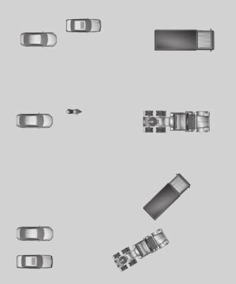 04 Comfort en rijplezier Adaptieve cruisecontrol* 04 Bereik van de radarsensor (grijs gearceerd).