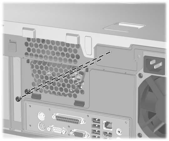 5. Verwijder met de Smart Cover FailSafe-sleutel de speciale schroeven waarmee de Smart Cover Lock aan het chassis is bevestigd.