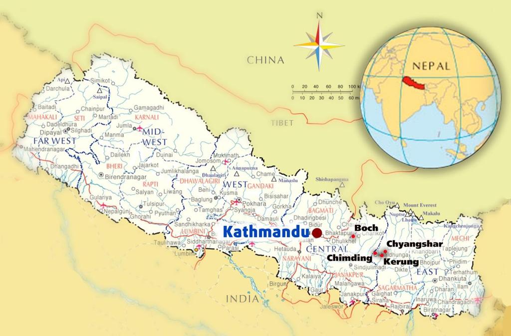 Bijlage 3 Kaart Nepal In het district Solukhumbu