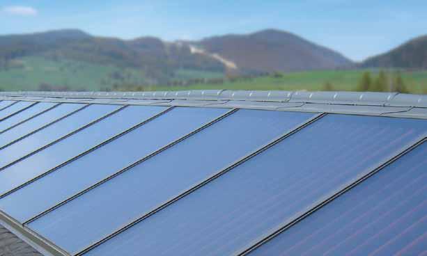 SKC-collectoren De SKC-zonnecollectoren kunnen dankzij hun speciale gootstukken voor integratie met de dakbedekking in sets gemonteerd worden, waarbij de afstand tussen de zonnepanelen slechts 3 mm