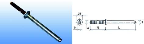 Afwerking Boordiameter A Lengte L Diameter B Verpakking 013402 verzinkt 12 mm 120 mm 12 mm 1 013403 verzinkt 16 mm 140 mm 14 mm 1
