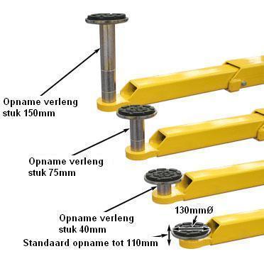 Automatische armblokkering in geheven toestand. 630072 Condor 4.0 ton hefvermogen Automatisch mechanische vergrendeling. Mechanische voetbeveiliging. Veiligheidsventiel voor slangbreuk.