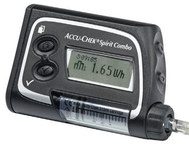 De insulinepomp Voor hulp met en / of aanvullende informatie over de Accu-Chek Spirit Comboinsulinepomp kunt u contact opnemen met: d Menu-toets f OK-toets a Omhoog-toets s Omlaag-toets