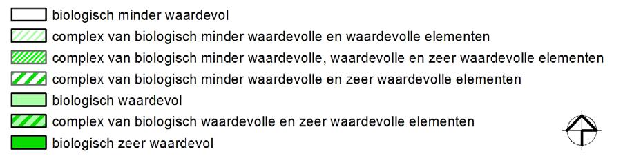 perceel aangeduid met een complex van biologisch minder waardevolle, waardevolle en zeer waardevolle elementen (soortenarm permanent cultuurgrasland, hoogstamboomgaard, loofhoutaanplant exclusief