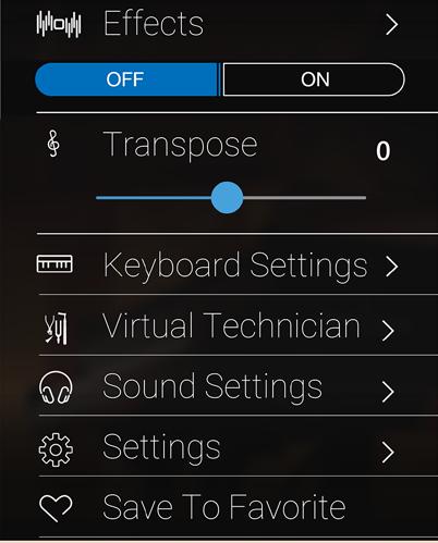 Transpose instelling (transpositie) veranderen Met de Transpose instelling kunt u het klavier van de CA98/CA78 in halve toonafstanden transponeren.