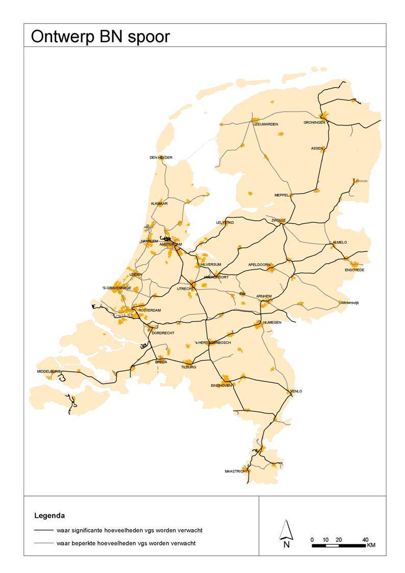 figuur 1 ONTWERP basisnet spoor Plasbrandaandachtsgebieden De eisen die gesteld worden aan het bouwen binnen het