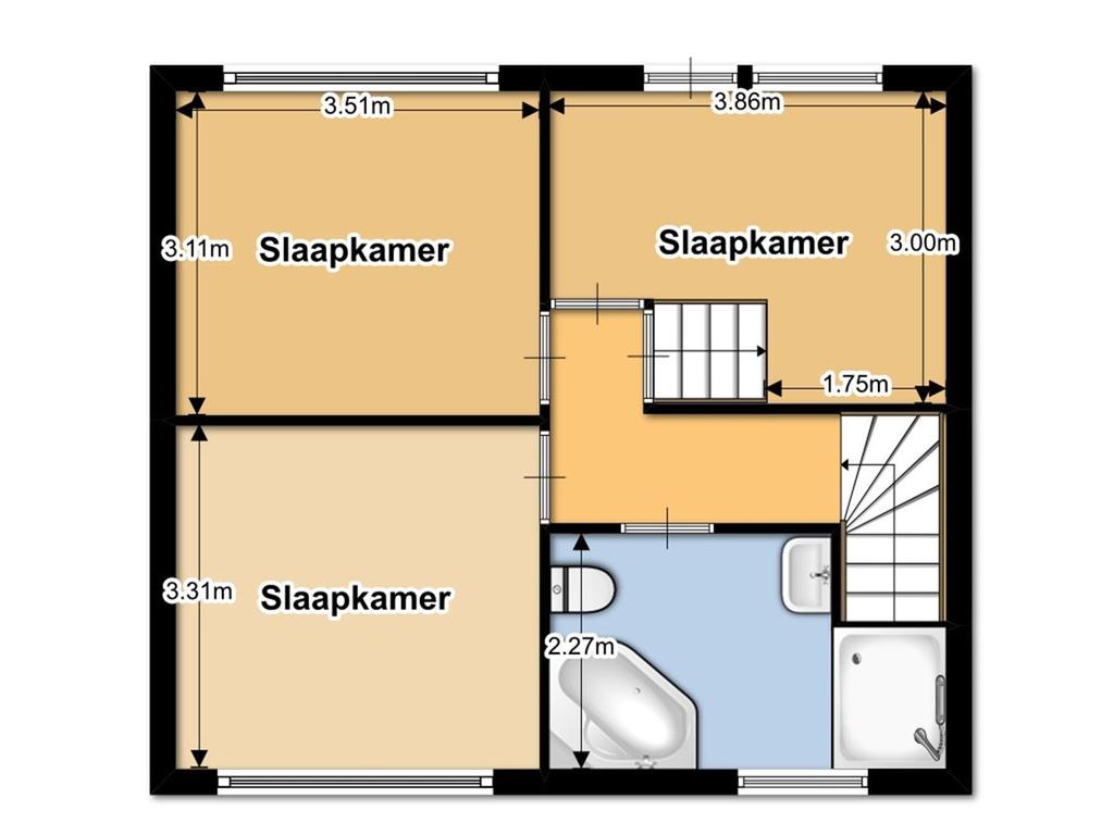 Plattegrond eerste verdieping De tekening is met zorg