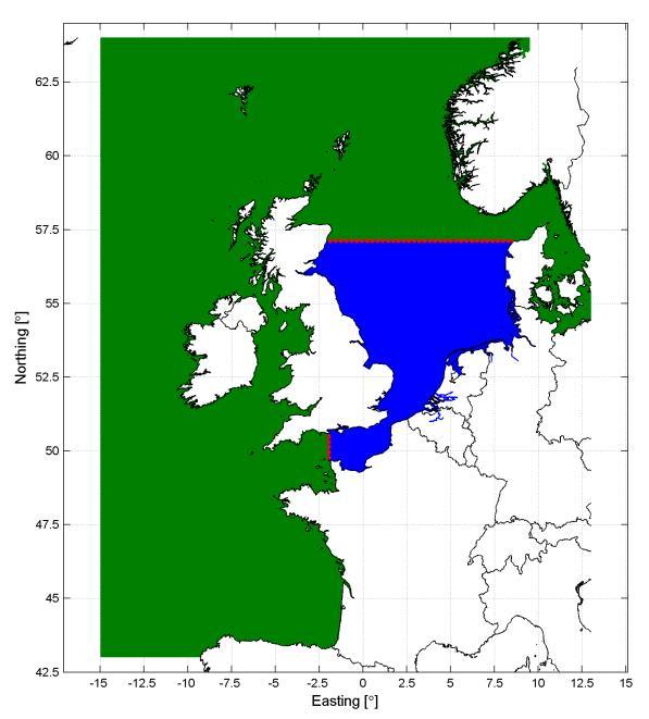 Daarmee is het rooster een factor 5 x 5 fijner dan dat van het vorige generatie DCSMv5 model. Gridcellen waarin meer dan 50 procent land zit, worden niet meegenomen in het model.