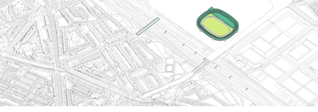 14 Het totale programma (circa 157.000 m2 bvo) in fase 1 is: Stadion en Urban Bridge - multifunctioneel stadion (capaciteit 63.000 bezoekers); - woningen; - hotel; - horeca; - overig commercieel (o.a. leisure); Strip Noord - horeca; - detailhandel; - overige commercieel; 2.