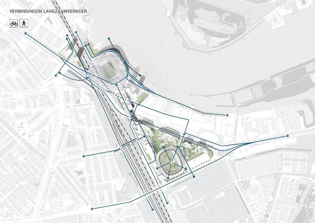 17 Stedelijk verkeersbeeld De ruimtelijke keuzes die ten grondslag liggen aan de gebiedsvisie Stadionpark en het concept masterplan Feyenoord City sluiten aan op de mobiliteitsstrategie uit het in