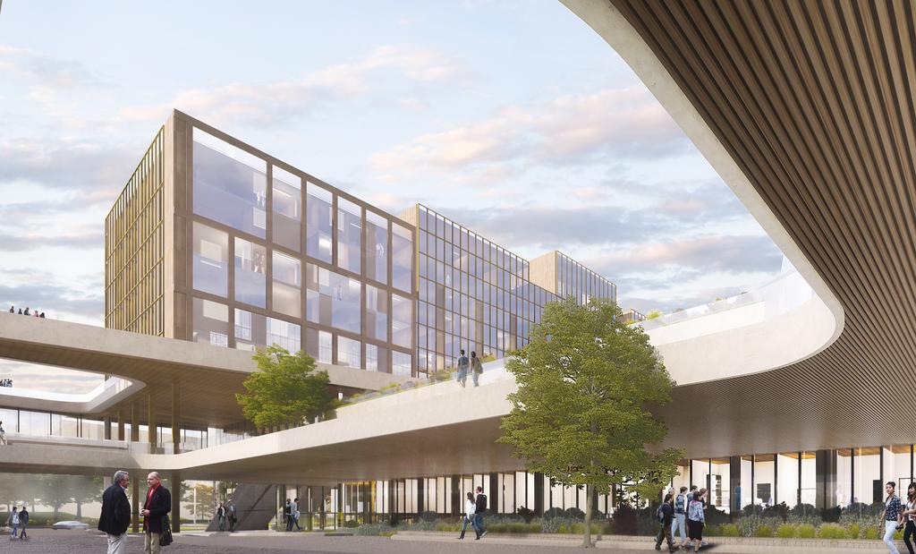 Het reconversieproject van het Universitair toegankelijk is vanaf elke toren maar ook vanaf de sokkel ziekenhuis Saint-Luc omvat talrijke uitdagingen van en de campus.