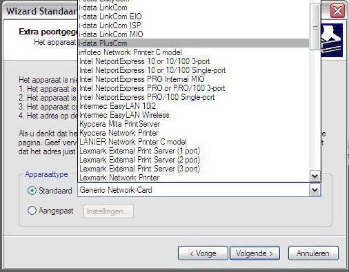 Printerpoort installeren voor netwerkprinters ì Voer de volgende gegevens in de betreffende velden in: Printernaam of IP-adres: voer het IP-adres van de printserver in. Protocol: kies de optie LPR.