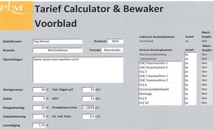 TCB schermweergave Voorblad PKM Tarief