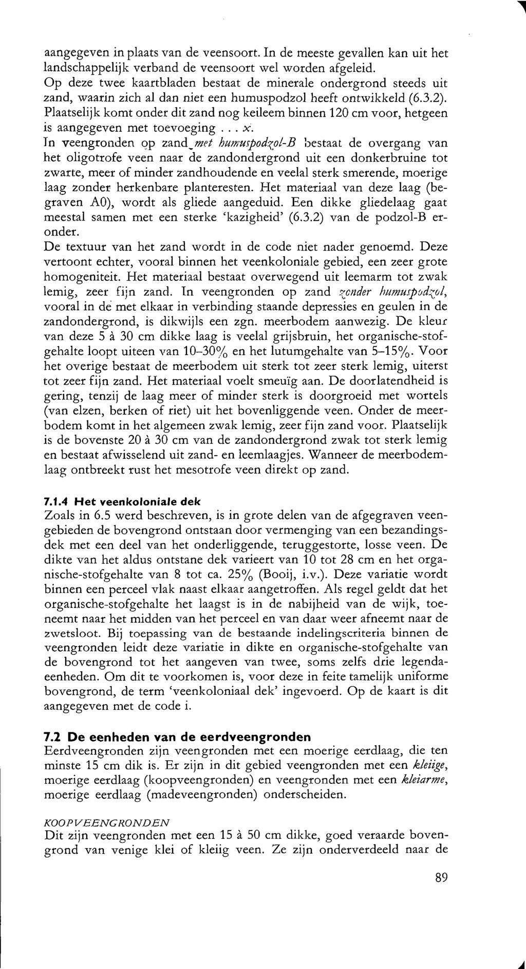 aangegeven in plaats van de veensoort. In de meeste gevallen kan uit het landschappelijk verband de veensoort wel worden afgeleid.