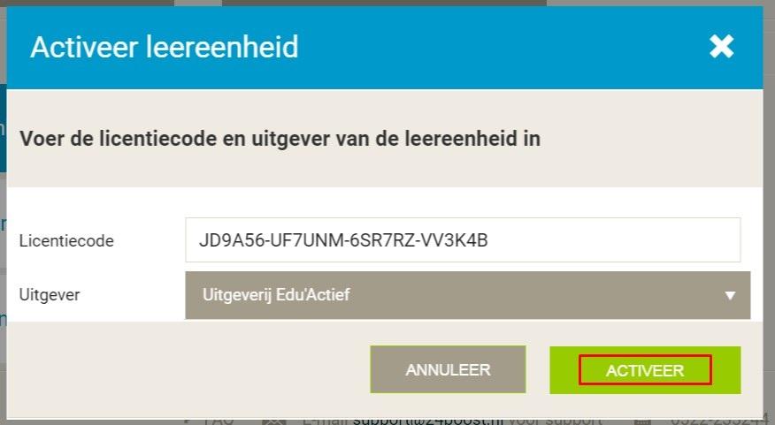 kies voor Uitgeverij Edu Actief. Klik op ACTIVEER. 9.