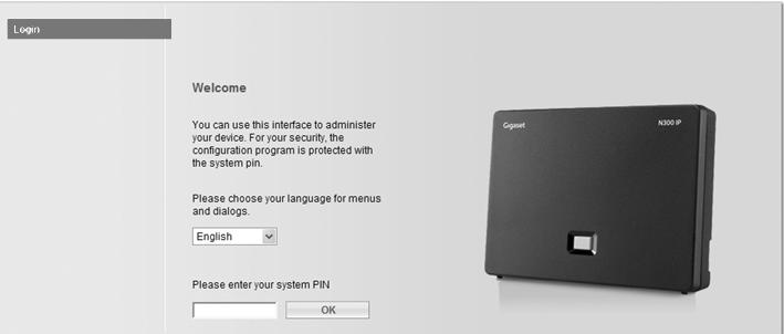 5 VoIP-verbinding configureren Verbinding met de webconfigurator tot stand brengen > Start uw webbrowser op uw PC. > Voer in het adresveld van de webbrowser de URL www.gigaset-config.