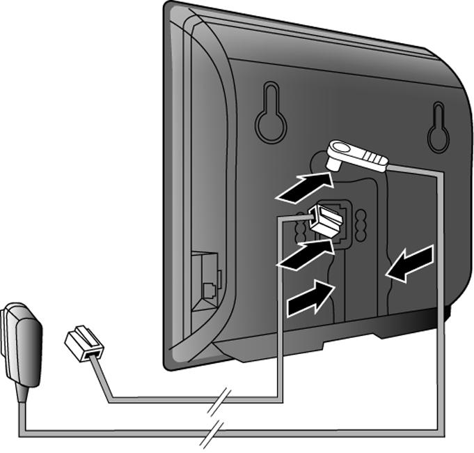 Basisstation aansluiten 1 Telefoonsnoer en voedingskabel aansluiten op basisstation A B A B Steek het (afgevlakte) telefoonsnoer in de onderste aansluiting aan de achterkant van het basisstation.