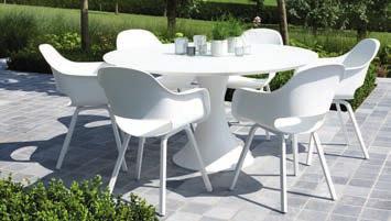 Ook verkrijgbaar met zwart onderstel. Belluno stoel L 240 x B 100 cm. (40030+37159) 1.849,00 = 1.109,40 (afmeting foto) Ruvo XL tafel (40037) Kleur aluminium: wit. Kleur textilene: grijs.