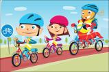 Wie met de fiets naar school komt, plaatst deze in de fietsenstalling. Fietsers rijden nooit op de speelplaats.