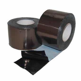Gevel- en afdichtingstechniek Comprifalt geveldichting Butylband CF Zwart bestaat uit een zelfklevende plasto-elastische butylmassa (1,0 mm dik) met een grote kleefkracht, eenzijdig gelamineerd met