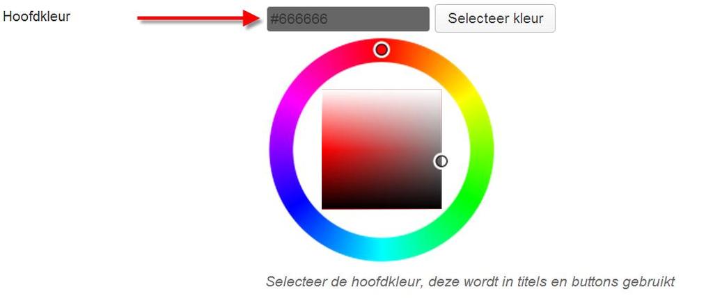 Hoofdkleur Via het onderdeel Hoofdkleur heb je de mogelijkheid om de menubalk (welke op iedere pagina van de werkenbij website terugkomt) te voorzien van een eigen kleur.