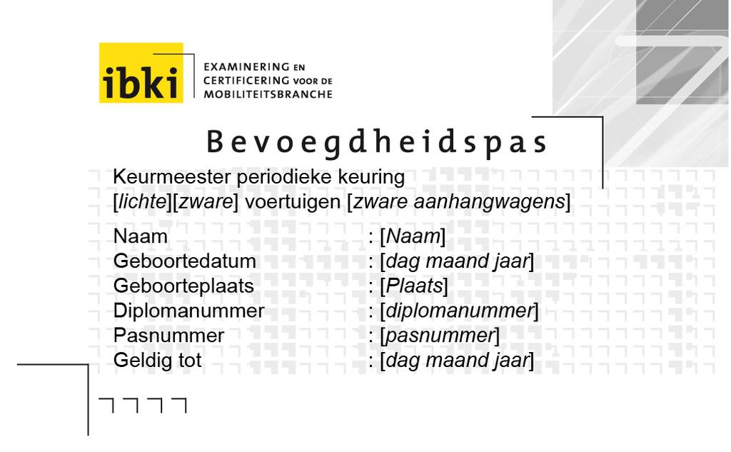 BIJLAGE I Model bevoegdheidspas Voorzijde Achterzijde: de afmetingen bedragen circa 90 x 60 mm; op de voorzijde moet de hierboven aangegeven tekst staan; de achtergrond van de voorzijde mag naar keus