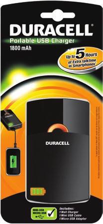 9 Batterijen DURACELL BATTERIJ-OPLADER PPSOGC Draagbare voorgeladen USB Device charger voor mp3 players, mobiele telefoons enz. Kan opgeladen worden via het stopcontact.