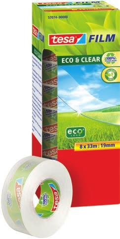 6 Plakband TESA ECO PLAKBAND De betrouwbare zelfklevende tape is nu verkrijgbaar in een gerecyclede milieuvriendelijke versie. 100% kwaliteit + 100% gerecyclede folie én kern.