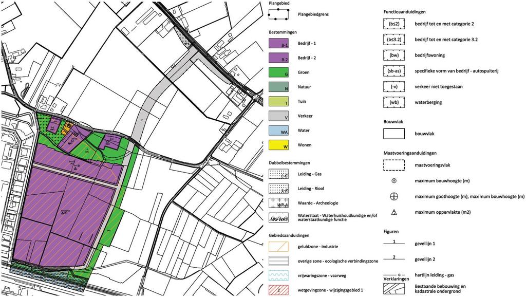 figuur 1.2 Verbeelding van het voorontwerpbestemmingsplan voor Everdenberg-Oost met ontsluiting via de bestaande N629 en het tracé van de nieuwe N629 (groene lijn) 1.