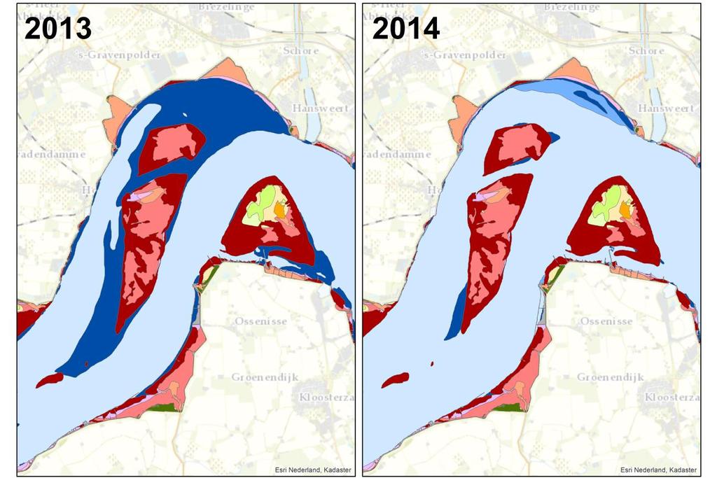 Discussie Figuur 4-1: Ecotopenkaart van de Westerschelde ter hoggte van de Rug van Baarland in 2013 en 2014 (versie 3).